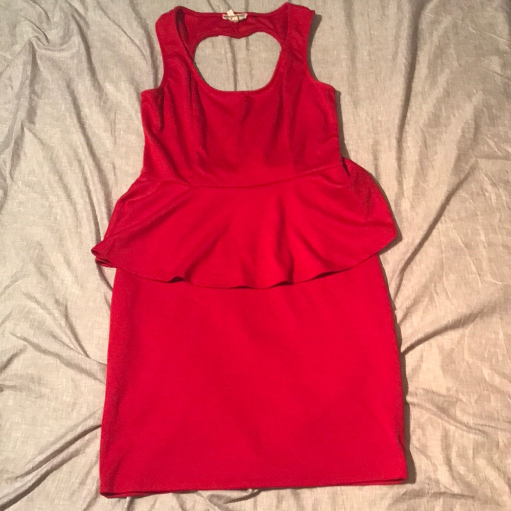 Red peplum dress